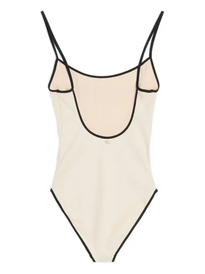 Valentino Spaghetti Straps Scoop Neckline High-cut Legs In White