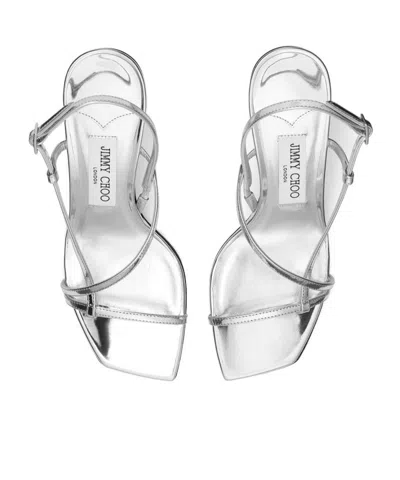 Jimmy Choo High Heel Metallic Sandals With Buckle Strap