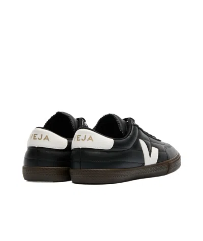 Veja Leather Sneakers In Black And White In Black