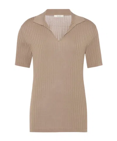 The Row Kaiomi Ribbed Short-sleeve Top In Brown