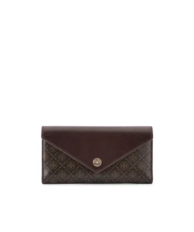 Tory Burch T-monogram Envelope Chain Wallet Crossbody Bag In Brown