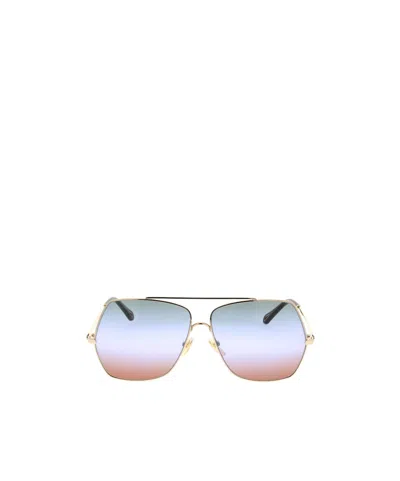 Chloé Square Metal Sunglasses Gradient Lenses