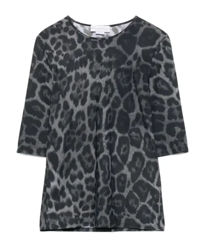 Stella Mccartney Animal Print Crewneck Top Three Quarter Sleeves In Blue