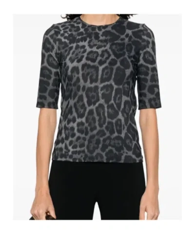 Stella Mccartney Animal Print Crewneck Top Three Quarter Sleeves In Blue