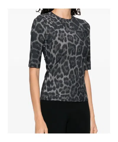 Stella Mccartney Animal Print Crewneck Top Three Quarter Sleeves In Blue