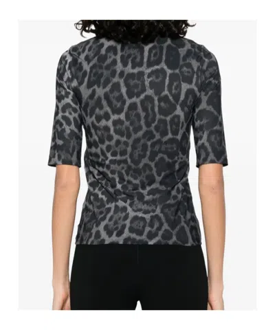 Stella Mccartney Animal Print Crewneck Top Three Quarter Sleeves In Blue