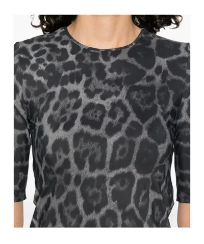 Stella Mccartney Animal Print Crewneck Top Three Quarter Sleeves In Blue