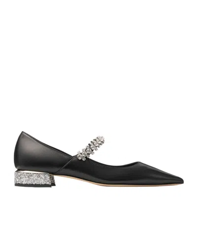 Jimmy Choo Black Nappa Leather Bing Ballerinas In Black