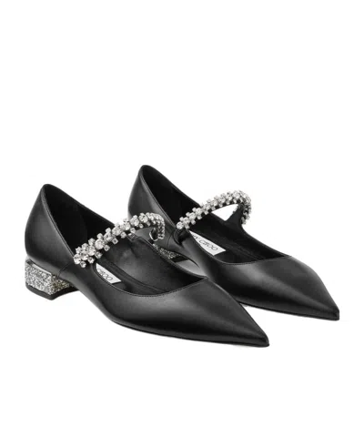 Jimmy Choo Black Nappa Leather Bing Ballerinas In Black