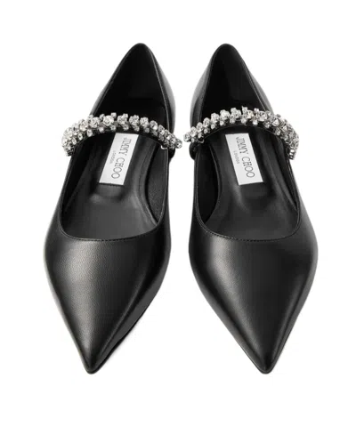 Jimmy Choo Black Nappa Leather Bing Ballerinas In Black