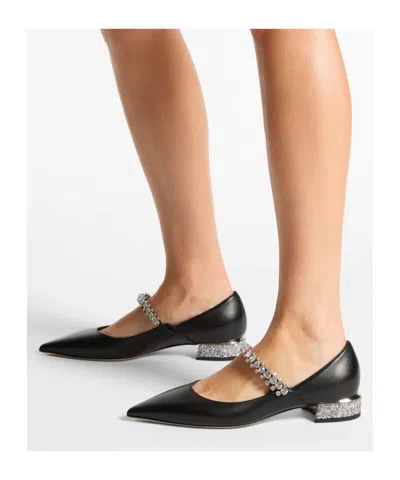 Jimmy Choo Black Nappa Leather Bing Ballerinas In Black