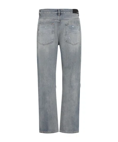 Amiri Straight Leg Mid-rise Distressed Trousers In Gray