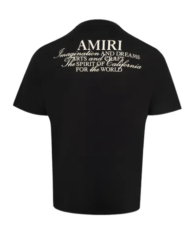 Amiri Black Crewneck T-shirt With Logo Patch On The Front And Maxi Logo Print On The Rear