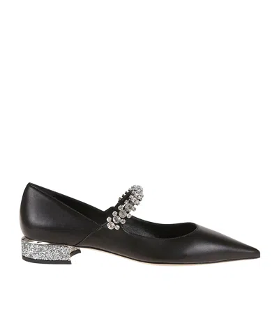 Jimmy Choo Black Nappa Leather Bing Ballerinas In Black