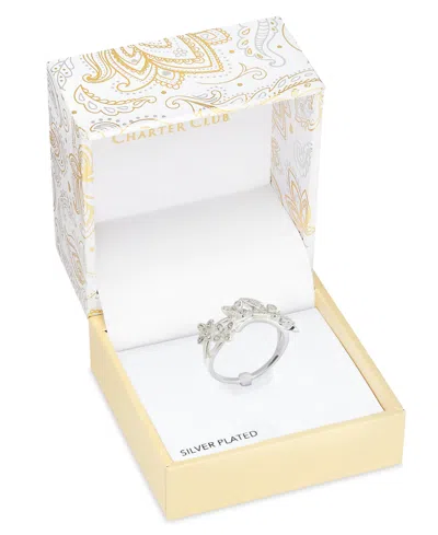 Charter Club Silver-tone Cubic Zirconia Butterfly Split Band Ring, Exclusively At Macy's