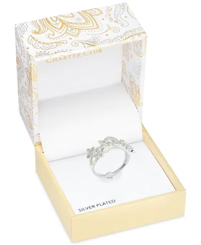 Charter Club Silver-tone Cubic Zirconia Butterfly Split Band Ring, Exclusively At Macy's