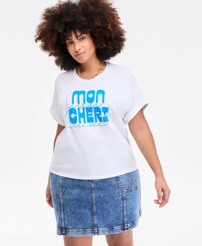 On 34th Trendy Plus Size Mon Cheri Graphic T-shirt, Exclusively At Macy's In White