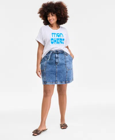 On 34th Trendy Plus Size Mon Cheri Graphic T-shirt, Exclusively At Macy's In White