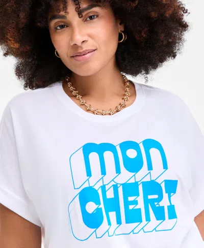 On 34th Trendy Plus Size Mon Cheri Graphic T-shirt, Exclusively At Macy's In White