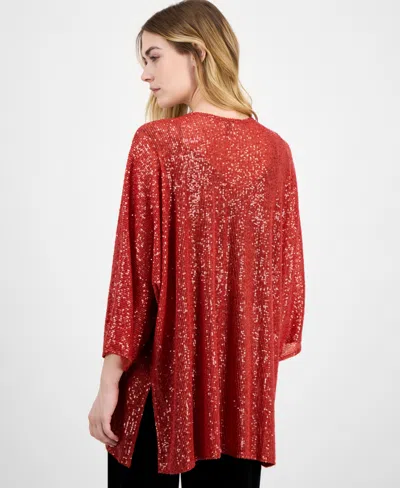 Anne Klein Kimono Cardigan In Red