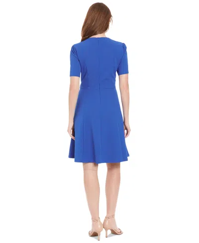 London Times Gold Button Fit & Flare Dress