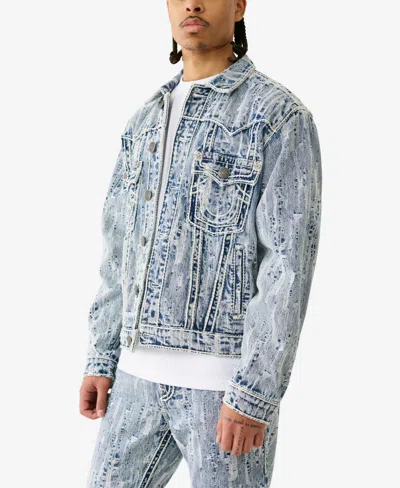 True Religion Men's Ultra Distressed Rope Stitch Trucker Jacket In Blue