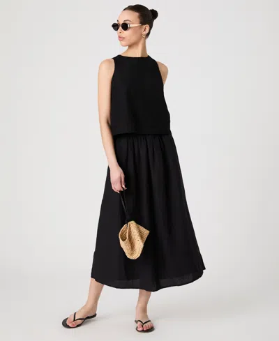 French Connection Birdie Linen Shell Top In Black