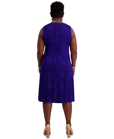 Kasper Women's Sleeveless Lace Fit & Flare Dress, Regular & Plus Sizes In Blue