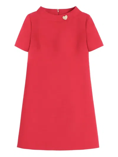 Valentino Embellished Wool And Silk Minidress In Red
