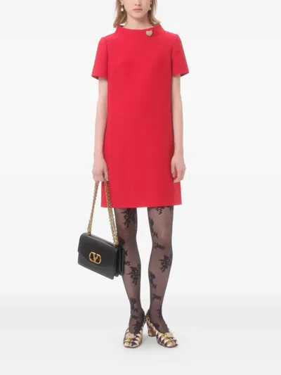 Valentino Embellished Wool And Silk Minidress In Red