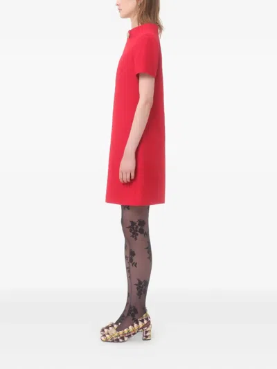 Valentino Embellished Wool And Silk Minidress In Red