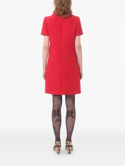 Valentino Embellished Wool And Silk Minidress In Red