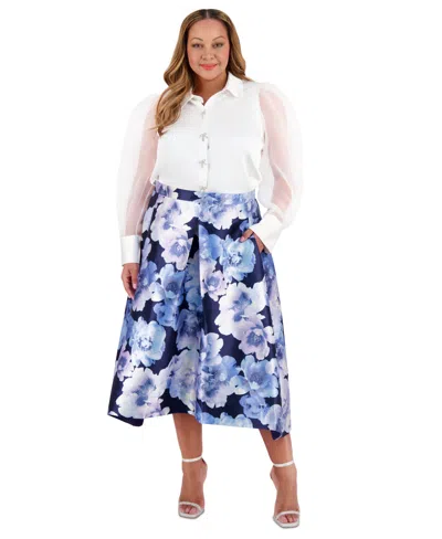 Muse Women's Bow-button Sheer Bishop-sleeve Blouse In White