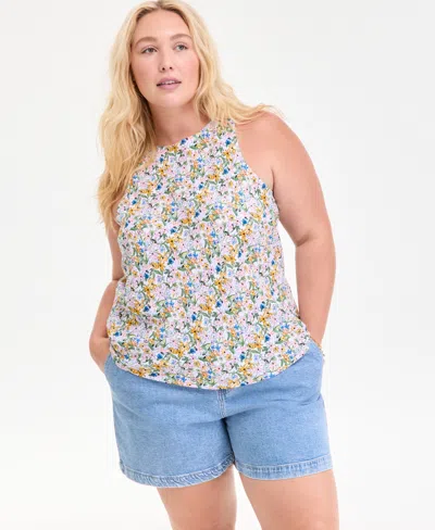 On 34th Trendy Plus Size Floral-print Tank Top, Exclusively At Macy's In Multi