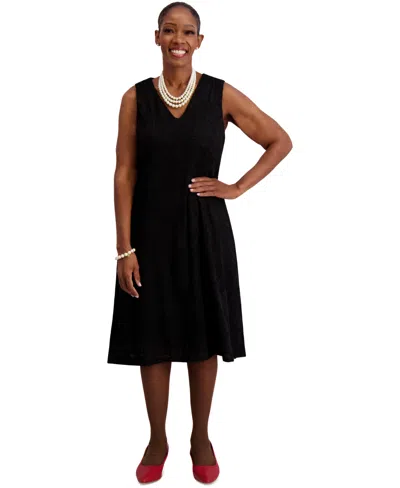 Kasper Women's Sleeveless Lace Fit & Flare Dress, Regular & Plus Sizes In Black