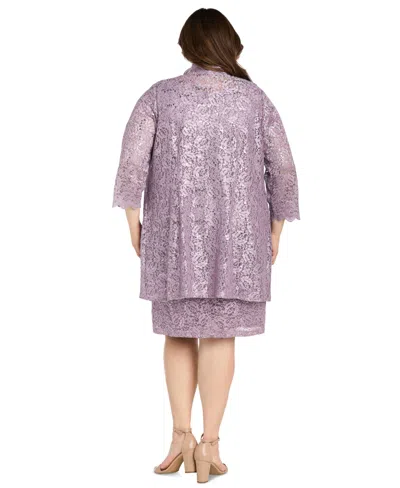 R & M Richards Plus Size 2-pc. Lace Jacket & Dress Set In Pink