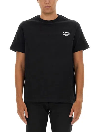Apc A.p.c. Raymond T Shirt With Embroidered Logo In Black
