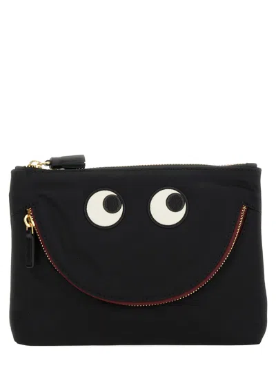 Anya Hindmarch Happy Eyes Pouch In Black