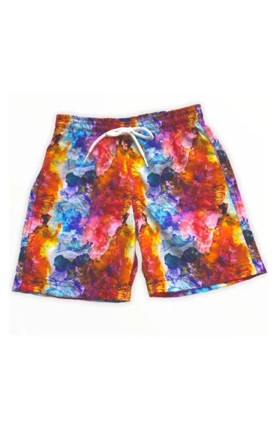 Nessi Byrd Kids' Colorful Batik Print Quick-dry Swim Trunks