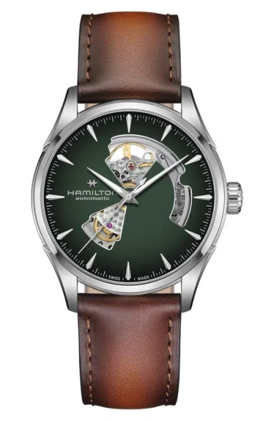 Hamilton Jazzmaster Open Heart Automatic Leather Strap Watch, 42mm