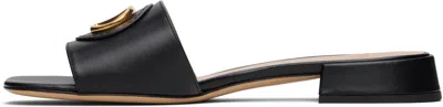 Valentino Garavani Vlogo Signature Leather Slides In Black