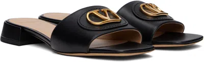Valentino Garavani Vlogo Signature Leather Slides In Black