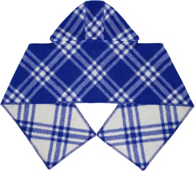 Burberry Blue Check Wool Hooded Scarf