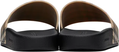 Burberry Brown Slides Sandals With Vintage Check Motif In Polyurethane
