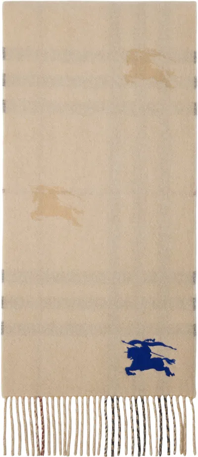 Burberry Beige Reversible Ekd Check Cashmere Scarf