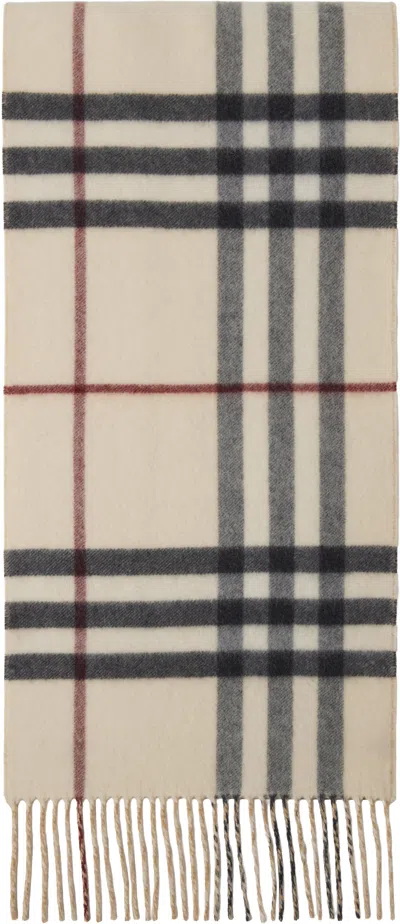 Burberry Beige Reversible Ekd Check Cashmere Scarf
