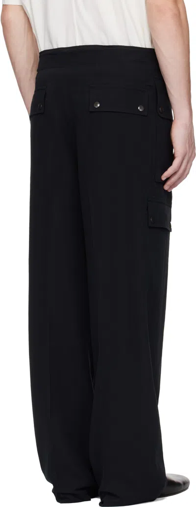 Auralee Black Light Cotton Wool Viyella Cargo Pants In Black