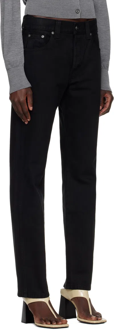 Khaite Bacall Low Rise Straight Jeans In Black