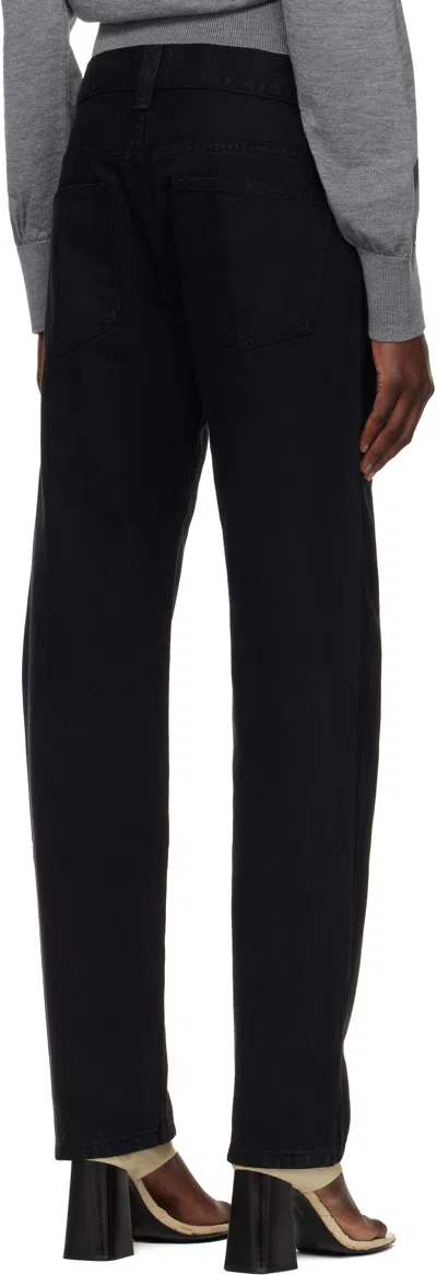 Khaite Bacall Low Rise Straight Jeans In Black