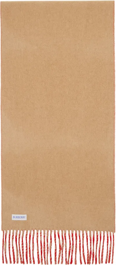 Burberry Red Cashmere Reversible Scarf